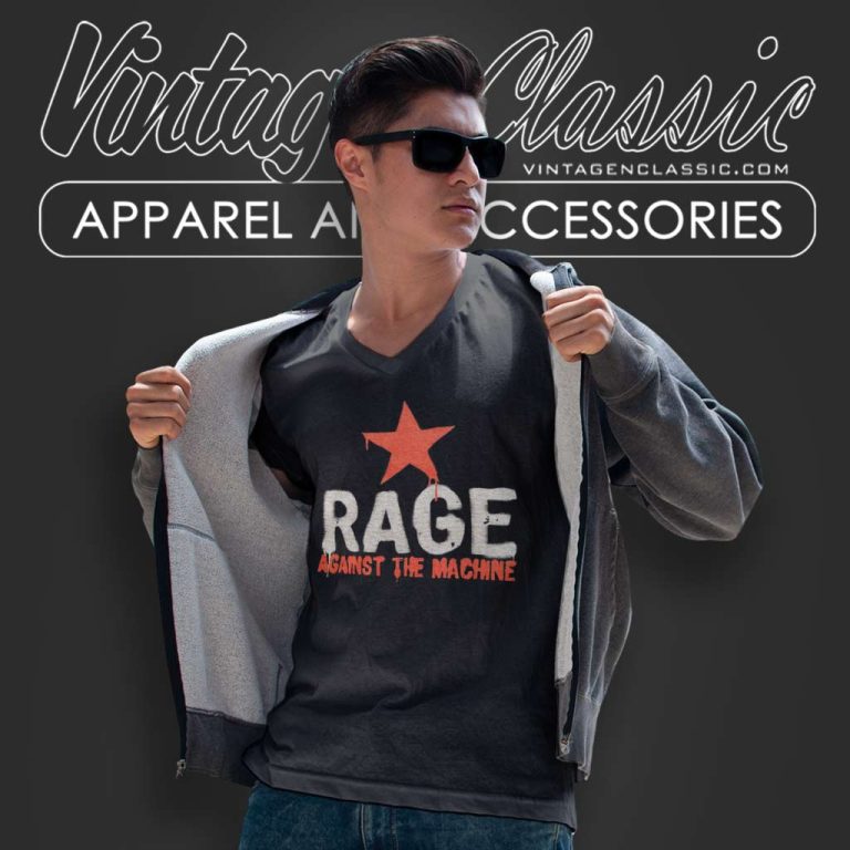 Vintage Rage Against The Machine Concert Tour V Neck TShirt Vintage Rage Against The Machine Concert Tour V Neck TShirt