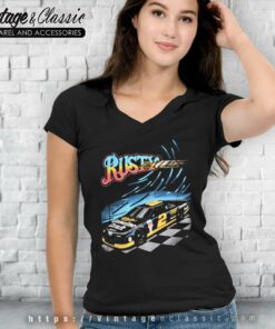 Vintage Rusty Wallace Miller Genius Draft Nascar V Neck TShirt