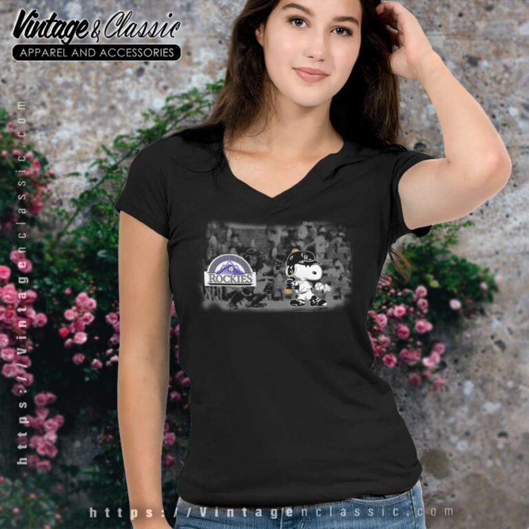 Snoopy Colorado Rockies Baseball V Neck TShirt Snoopy Colorado Rockies Baseball V Neck TShirt