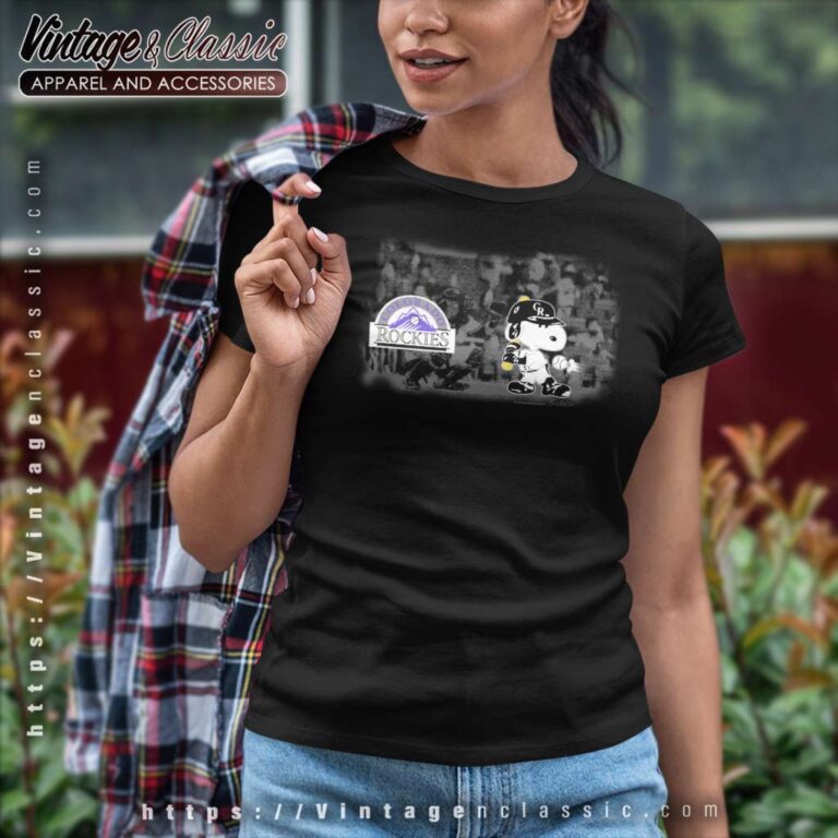 Snoopy Colorado Rockies Baseball Women TShirt Snoopy Colorado Rockies Baseball Women TShirt