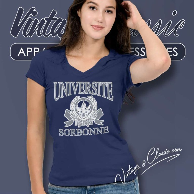 Vintage Sorbonne University Paris V Neck TShirt Vintage Sorbonne University Paris V Neck TShirt