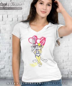 Vintage Space Jam Bugs And Lola V Neck TShirt