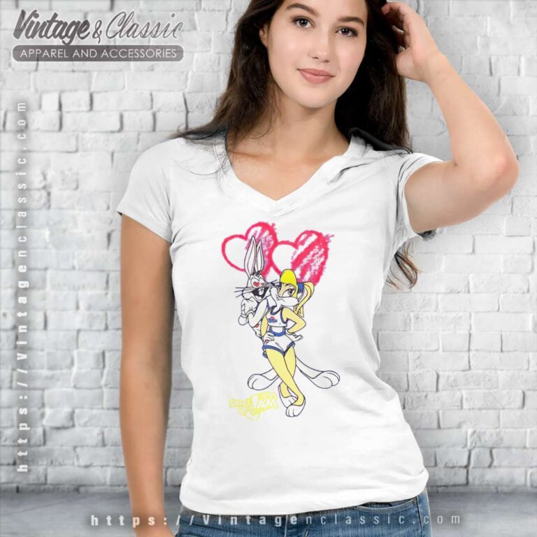 Vintage Space Jam Bugs And Lola V Neck TShirt Vintage Space Jam Bugs And Lola V Neck TShirt