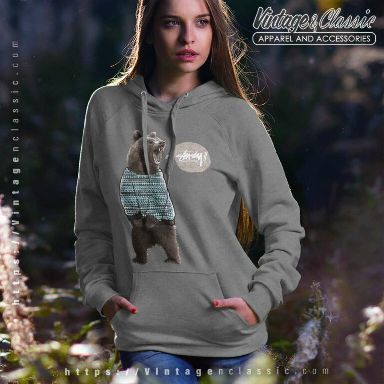 Vintage Stussy Bear Screaming Hoodie Vintage Stussy Bear Screaming Hoodie