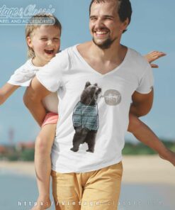 Vintage Stussy Bear Screaming V Neck TShirt