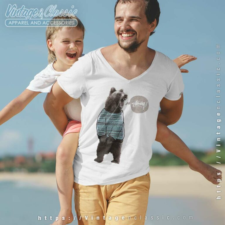 Vintage Stussy Bear Screaming V Neck TShirt Vintage Stussy Bear Screaming V Neck TShirt