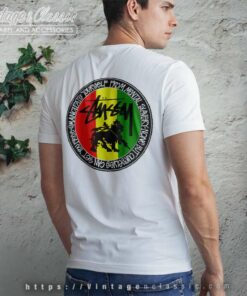 Vintage Stussy Feelin Irie Rasta Lion Tribe Of Judah Shirt 6 Vintage Stussy Feelin Irie Rasta Lion Tribe Of Judah T Shirt Back Side