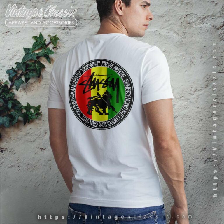 Vintage Stussy Feelin Irie Rasta Lion Tribe Of Judah T Shirt Back Side Vintage Stussy Feelin Irie Rasta Lion Tribe Of Judah T Shirt Back Side