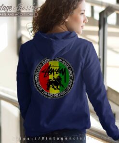 Vintage Stussy Feelin Irie Rasta Lion Tribe Of Judah Shirt 8 Vintage Stussy Feelin Irie Rasta Lion Tribe Of Judah Women Hoodie Back Side