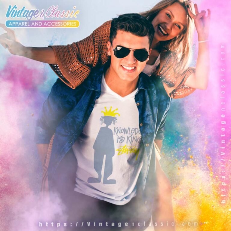 Vintage Stussy Shirt Knowledge Is King V Neck TShirt Vintage Stussy Shirt Knowledge Is King V Neck TShirt