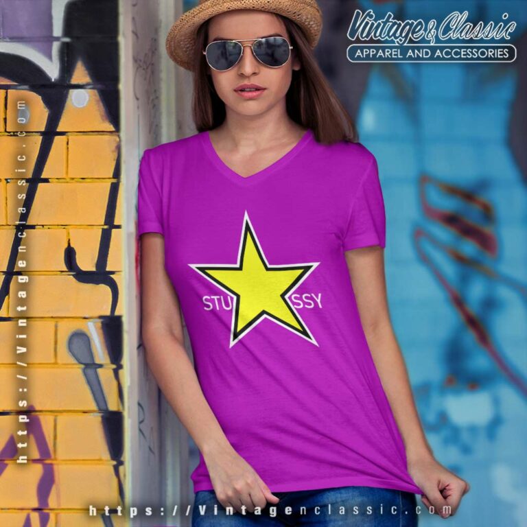 Vintage Stussy Star Graphic V Neck TShirt Vintage Stussy Star Graphic V Neck TShirt