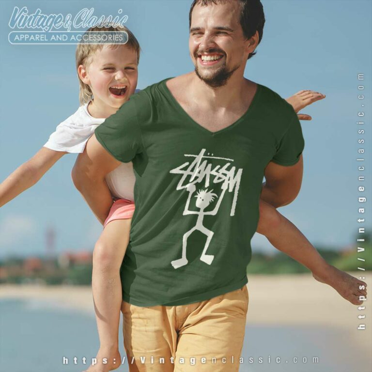 Vintage Stussy Stickman Skate Hip Hop V Neck TShirt Vintage Stussy Stickman Skate Hip Hop V Neck TShirt