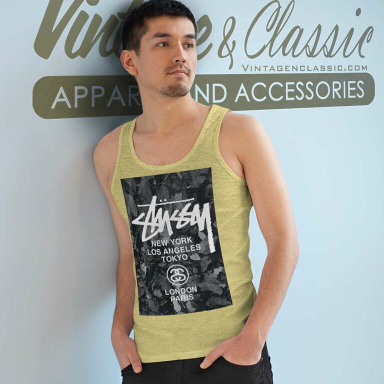 Vintage Stussy World Tour Streetwear Tank Top Racerback Vintage Stussy World Tour Streetwear Tank Top Racerback