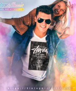 Vintage Stussy World Tour Streetwear V Neck TShirt