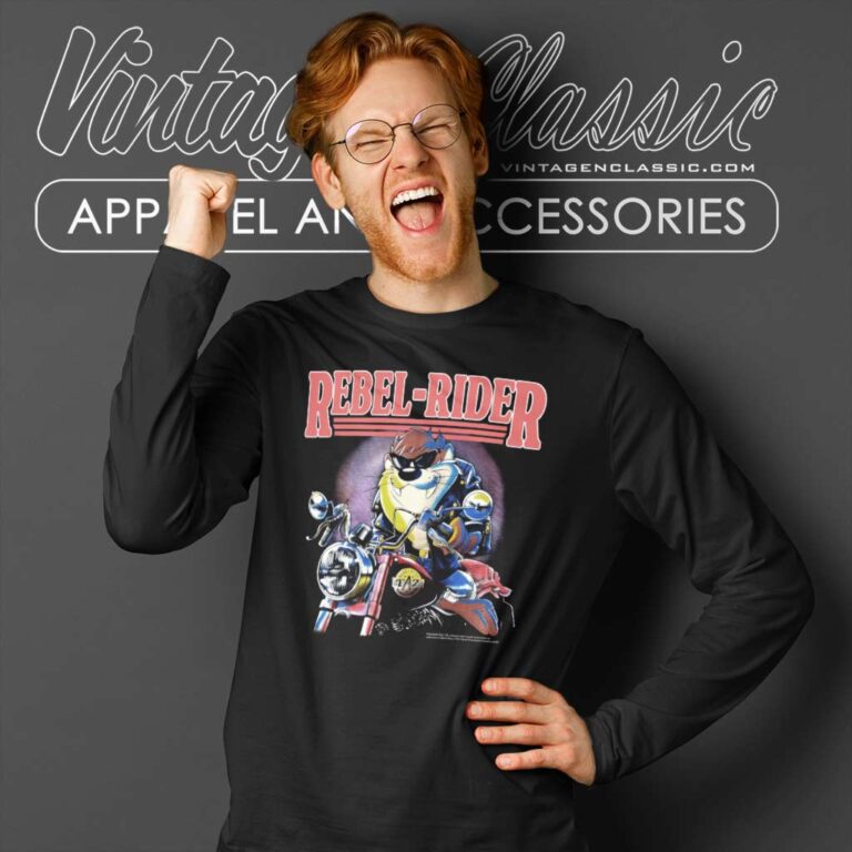 Vintage Taz Tasmanian Devil Rebel Rider Long Sleeve Tee Vintage Taz Tasmanian Devil Rebel Rider Long Sleeve Tee