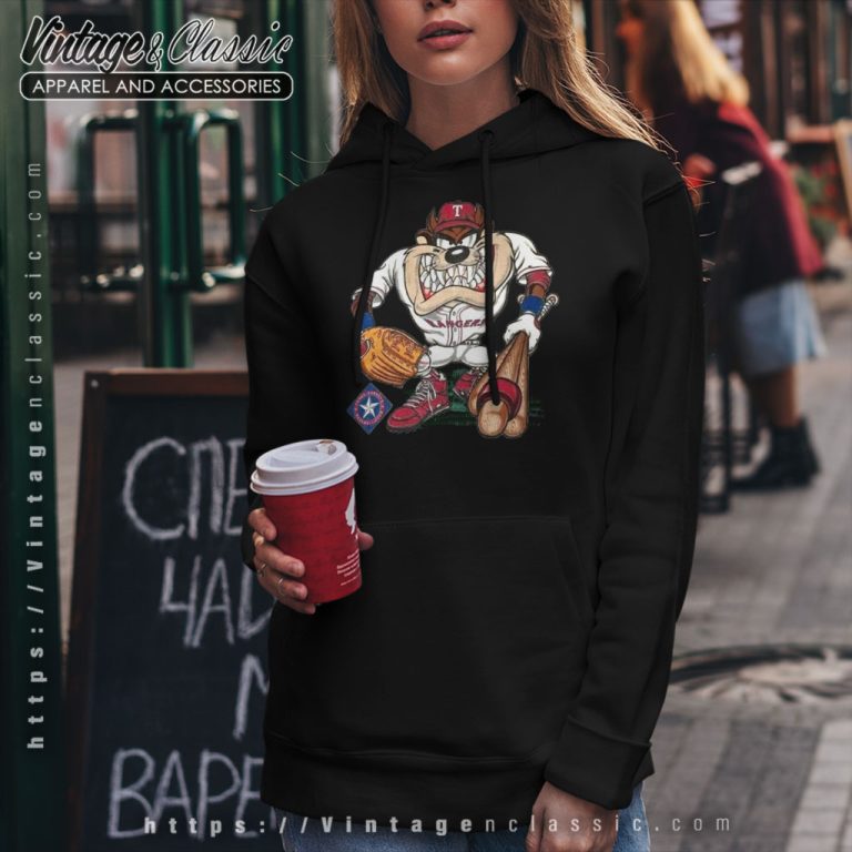 Vintage Texas Rangers Looney Tunes Taz Hoodie Vintage Texas Rangers Looney Tunes Taz Hoodie