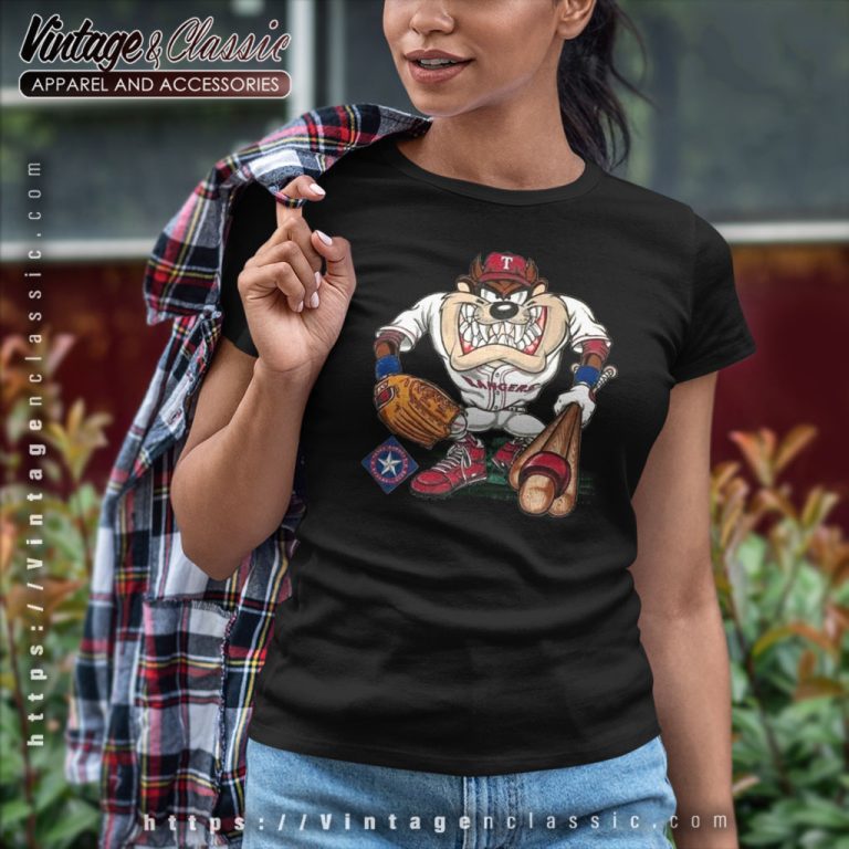Vintage Texas Rangers Looney Tunes Taz Women T Shirt Vintage Texas Rangers Looney Tunes Taz Women T Shirt