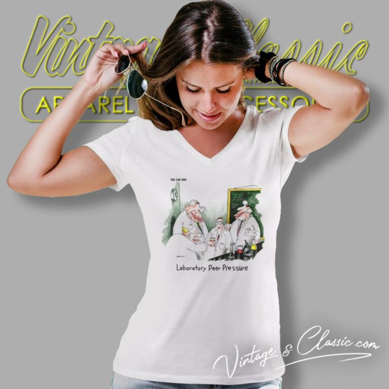 Vintage The Far Side Gary Larson Laboratory Peer Pressure V Neck TShirt Vintage The Far Side Gary Larson Laboratory Peer Pressure V Neck TShirt