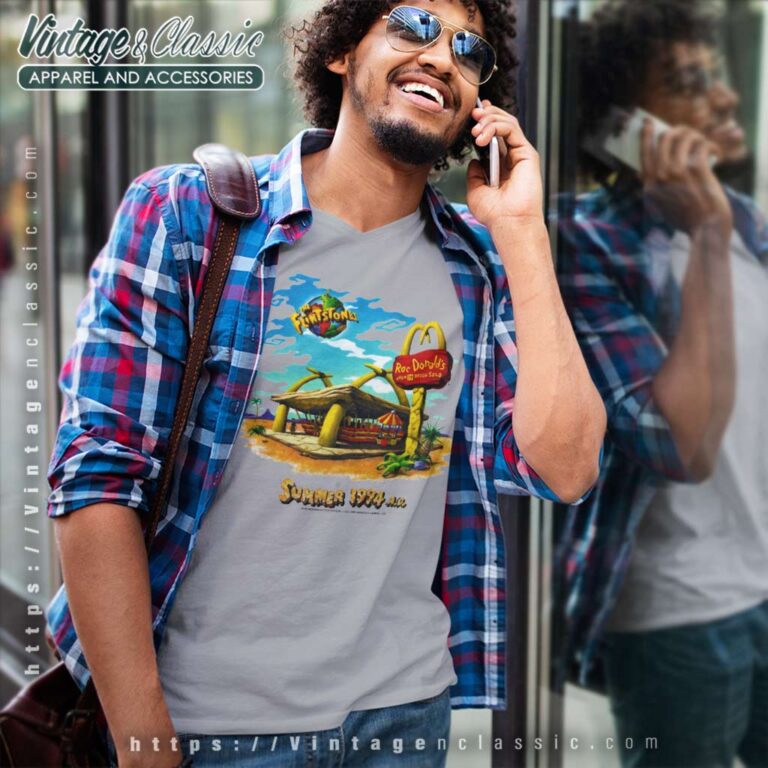 The Flintstones Roc Donalds Summer 1994 V Neck TShirt The Flintstones Roc Donalds Summer 1994 V Neck TShirt