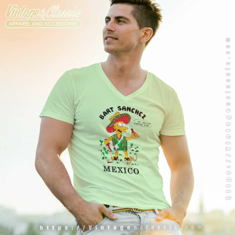 Vintage The Simpsons Bart Sanchez Mexico V Neck TShirt 1 Vintage The Simpsons Bart Sanchez Mexico V Neck TShirt 1