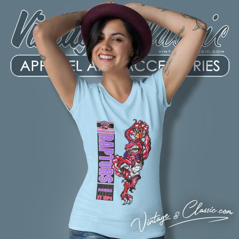 Vintage Toronto Raptors Crazy Mascot Logo 90s V Neck TShirt Vintage Toronto Raptors Crazy Mascot Logo 90s V Neck TShirt