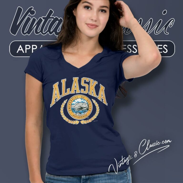 Vintage University Of Alaska Anchorage Logo V Neck TShirt Vintage University Of Alaska Anchorage Logo V Neck TShirt