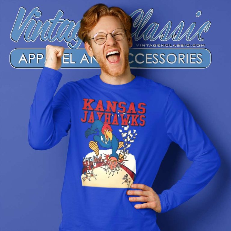 Vintage University Of Kansas Jayhawks Basketball Long Sleeve Tee Vintage University Of Kansas Jayhawks Basketball Long Sleeve Tee