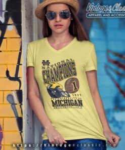 Vintage University Of Michigan Shirt National Champions V Neck TShirt