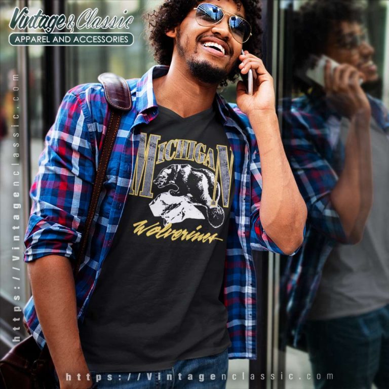 Vintage University Of Michigan Wolverines V Neck TShirt Vintage University Of Michigan Wolverines V Neck TShirt