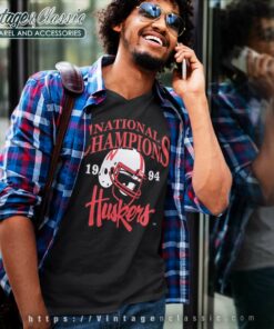 Vintage University Of Nebraska Huskers Football V Neck TShirt