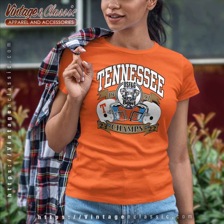 Vintage University Of Tennessee Volunteers Football 1991 Sugar Bowl Champs Ncaa Women TShirt Vintage University Of Tennessee Volunteers Football 1991 Sugar Bowl Champs Ncaa Women TShirt