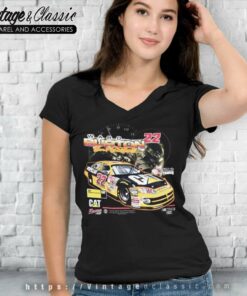 Vintage Ward Burton 22 Cat Dodge Caterpillar Nascar V Neck TShirt