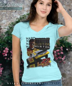 Vintage Ward Burton 22 Cat Nascar V Neck TShirt