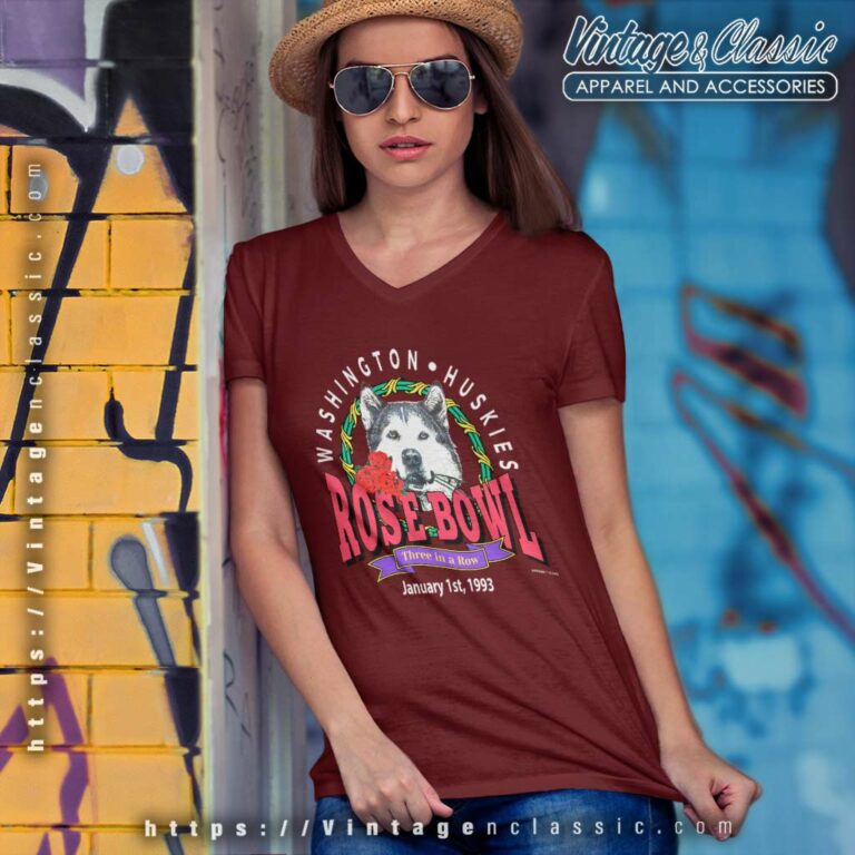 Vintage Washington Huskies 90s Rose Bowl V Neck TShirt Vintage Washington Huskies 90s Rose Bowl V Neck TShirt