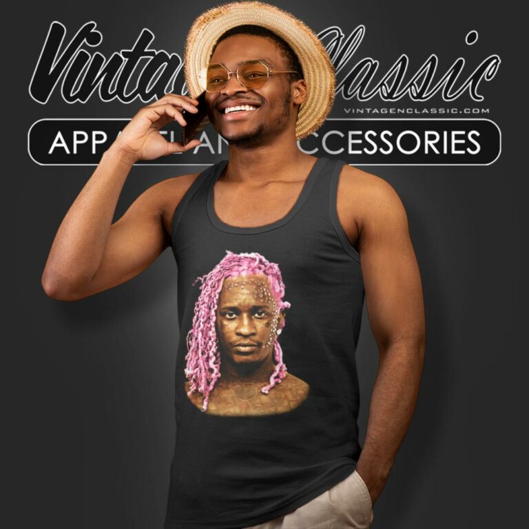 Vintage Young Thug Pink Hair Tank Top Racerback Vintage Young Thug Pink Hair Tank Top Racerback