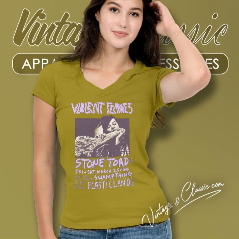 Violent Femmes 1983 Tour Stone Toad V Neck TShirt Violent Femmes 1983 Tour Stone Toad V Neck TShirt
