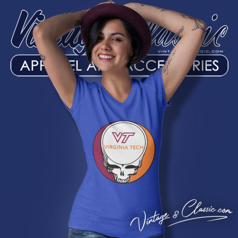Virginia Tech Grateful Dead Steal Your Face V Neck TShirt Virginia Tech Grateful Dead Steal Your Face V Neck TShirt