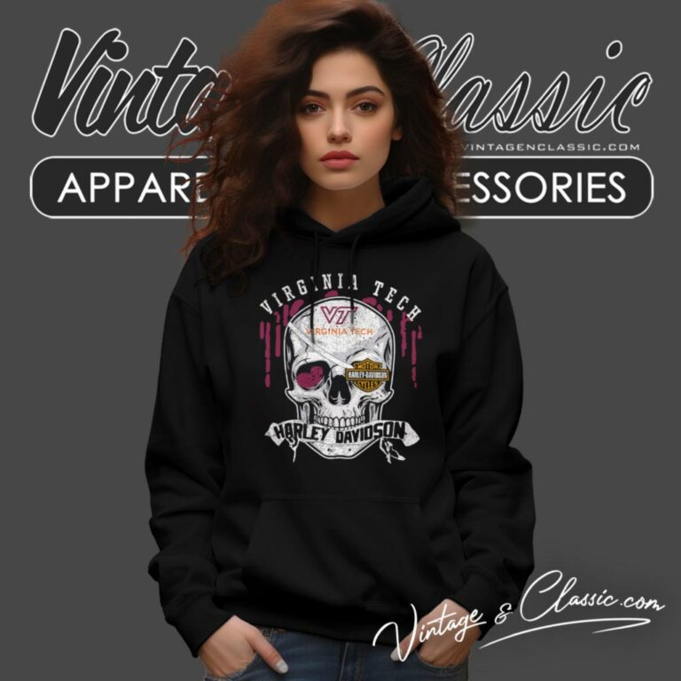 Virginia Tech Harley Davidson Skull Hoodie Virginia Tech Harley Davidson Skull Hoodie