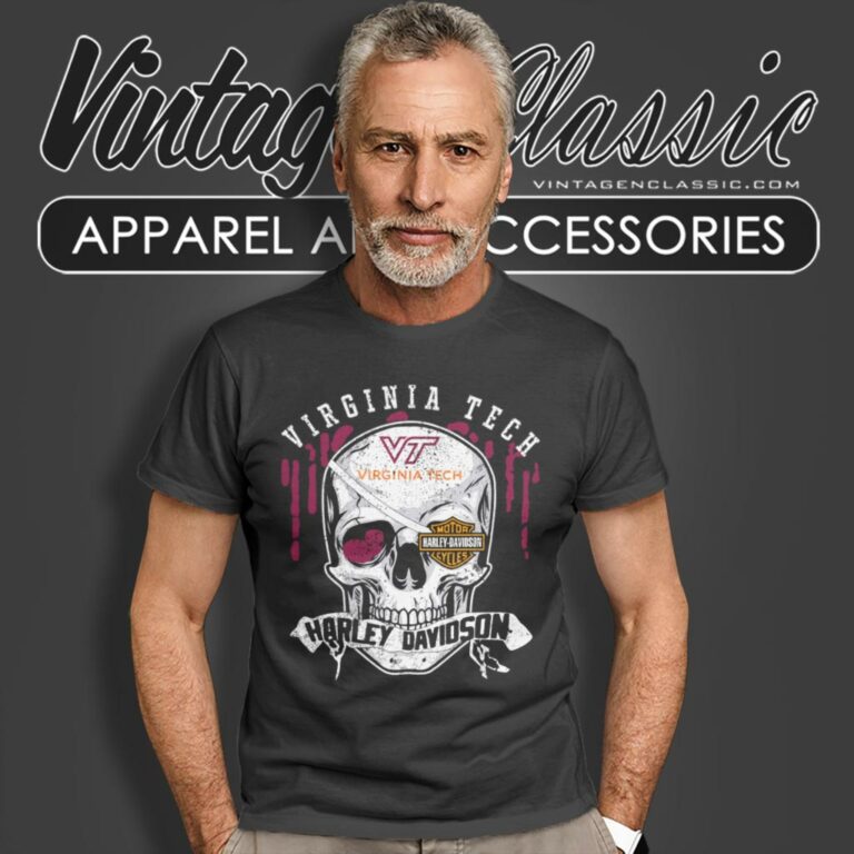 Virginia Tech Harley Davidson Skull T Shirt Virginia Tech Harley Davidson Skull T Shirt