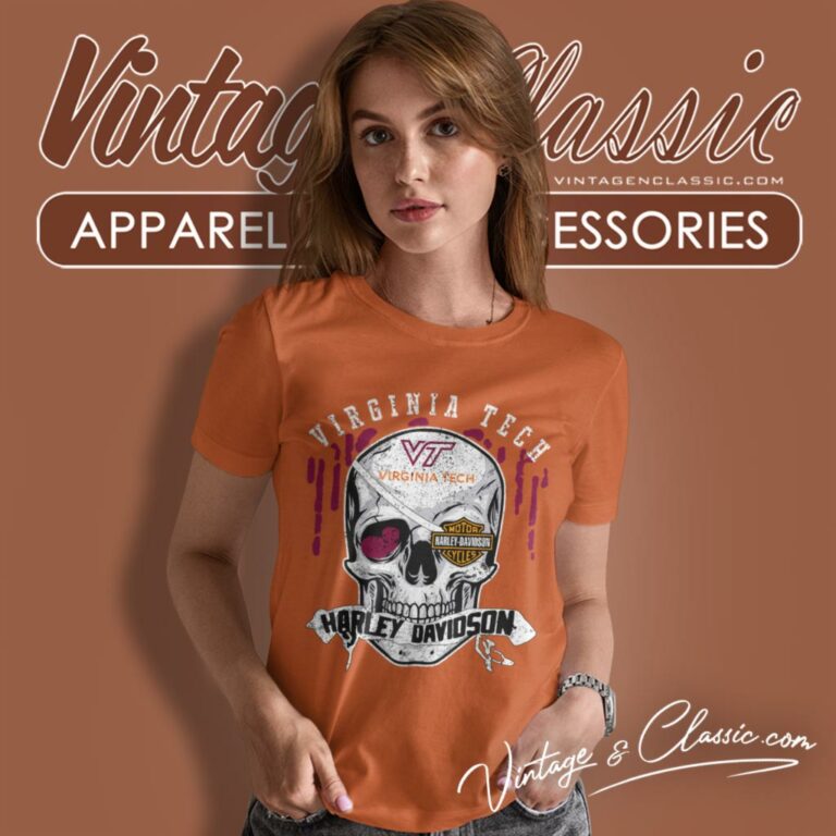Virginia Tech Harley Davidson Skull Women T Shirt Virginia Tech Harley Davidson Skull Women T Shirt
