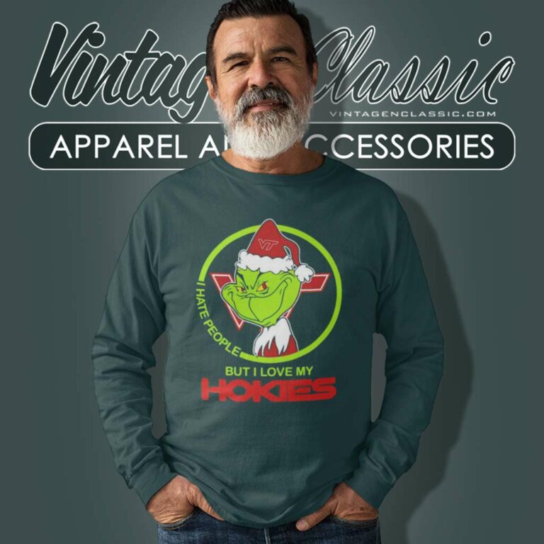 Virginia Tech Hokies Ncaa Christmas Grinch Shirt I Hate People But I Love My Hokies Long Sleeve Tee Virginia Tech Hokies Ncaa Christmas Grinch Shirt I Hate People But I Love My Hokies Long Sleeve Tee