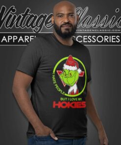 Virginia Tech Hokies Ncaa Christmas Grinch Shirt I Hate People But I Love My Hokies T Shirt