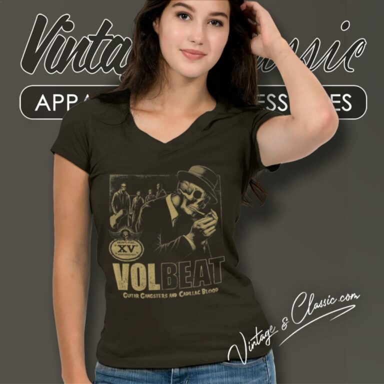Volbeat Shirt Guitar Gangsters And Cadillac Blood V Neck TShirt Volbeat Shirt Guitar Gangsters And Cadillac Blood V Neck TShirt
