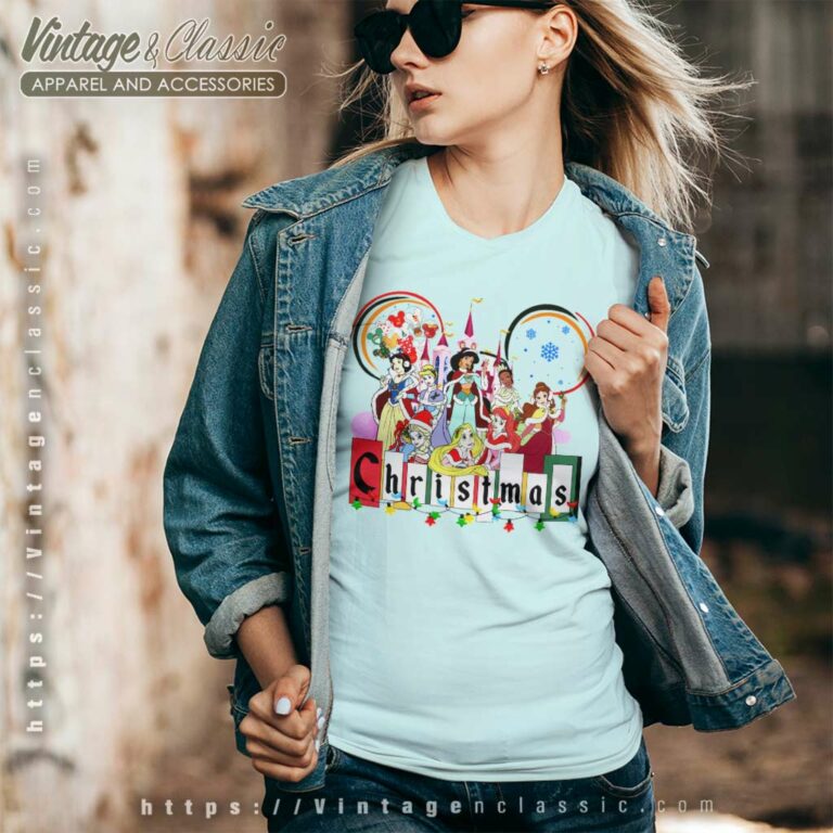 Walt Disney Princesses Christmas V Neck TShirt Walt Disney Princesses Christmas V Neck TShirt