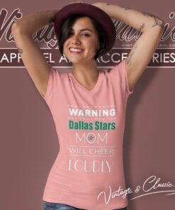 Warning Mom Will Cheer Loudly Dallas Stars V Neck TShirt