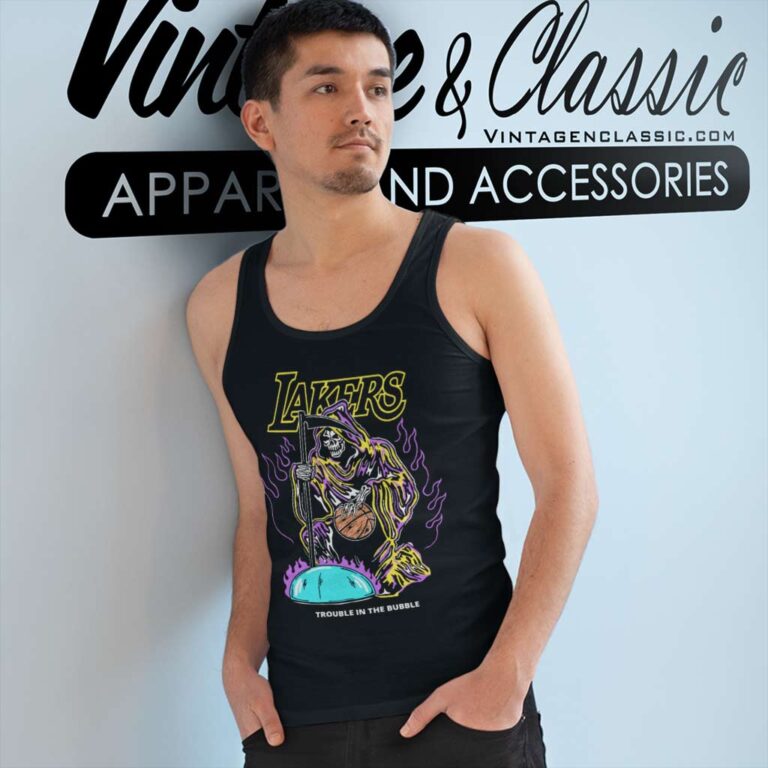 Warren Lotas Lakers Trouble In The Bubble Tank Top Racerback Warren Lotas Lakers Trouble In The Bubble Tank Top Racerback
