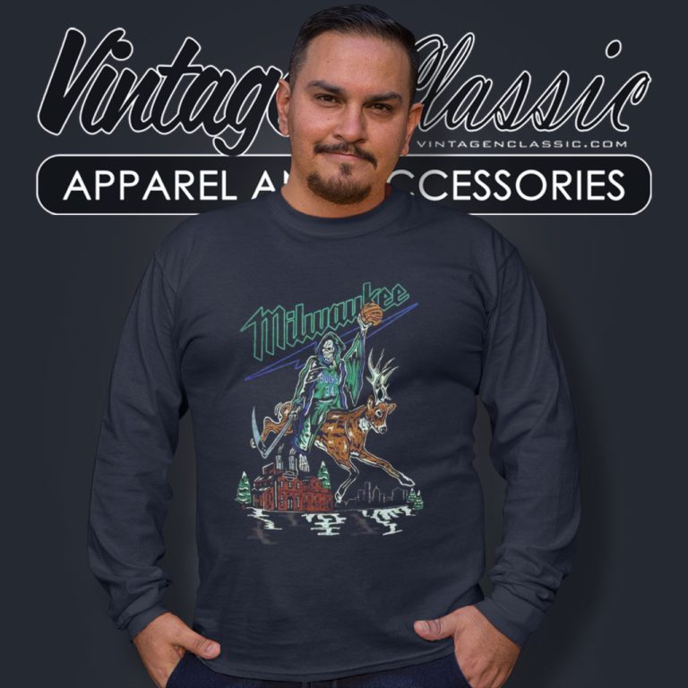 Warren Lotas Milwaukee Bucks Reaper Deer Long Sleeve Tee Warren Lotas Milwaukee Bucks Reaper Deer Long Sleeve Tee