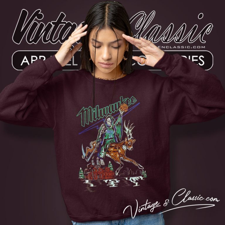 Warren Lotas Milwaukee Bucks Reaper Deer Sweatshirt Warren Lotas Milwaukee Bucks Reaper Deer Sweatshirt