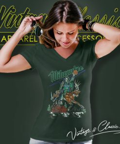 Warren Lotas Milwaukee Bucks Reaper Deer V Neck TShirt