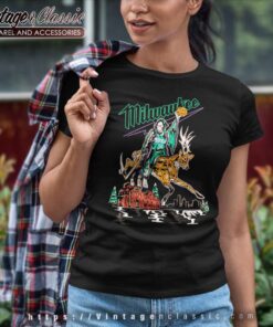 Warren Lotas Milwaukee Bucks Reaper Deer Shirt 6 Warren Lotas Milwaukee Bucks Reaper Deer Women TShirt